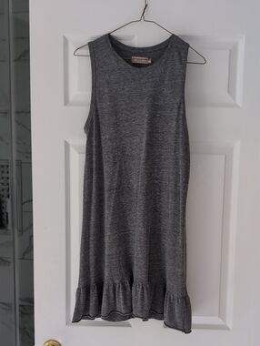 Nation LTD Charcoal Gray Sleeveless Ruffle-Hem Mini Dress